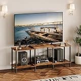 YAUKTAK TV Stand, Entertainment Center, Industrial TV Media Console Table with Open Storage Shelves, 2 Tier TV Cabinet for Living Room, Bedroom LTS107RB