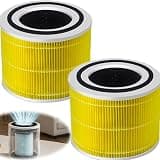 2Pcs Core 300 Replacement Filter with 3-in-1 Activated Carbon Compatible with LEVOIT Core 300 Core 300S Core 300-P Core 300S-P Air Purifier for Home Office Livingroom Bedroom(Yellow)