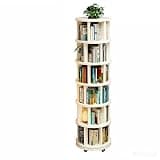 RFBXZPTADNU FAS Grade Solid Rubber Wood 360° Rotating Bookcase Freestanding Mobile Narrow Storage Cabinet Wall Corner Friendly Floor Organizer for Kids Living Room Study(White,44x197.8cm)