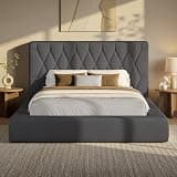 ADORNEVE Upholstered Cloud Bed Frame Queen with 5.9" Headboard, Fully Cushioned Platform Bed, Soft Rounded Corners & Noise-Free for Master Bedroom/Guest Room,15-Min Easy Assembly, Grey