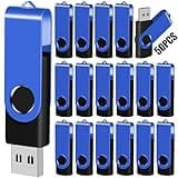 EASTBULL Flash Drive Bulk 512MB USB 50 Pack with Lanyards USB 2.0 Thumb Drive Bulk Memory Stick Swivel Pen Drive for Storage and Backup 512MB 50 Pack, Blue
