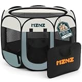 MZNZ Dog Cat Playpen, Portable Small Animal Playpen Crate Indoor for Dogs Cats Rabbits, Foldable Guinea Pigs Bunny Cage Enclosure for Outdoor, Pop Up Dogs Cats Tent Kennel with Carrying Case, Grey
