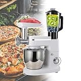 Stand Mixer with Meat Mincer,Kitchen Mixer,Abs Metal Edging Body,Electronic Knob,6+P -Speed Adjustment,Stainless Steel 6L Mixing Bowl,Easy to Use & Sweep (White)