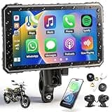 SIXTOP Motorcycle CarPlay Screen with HD 1080P Dual Dash Cam Wireless CarPlay Android Auto Screen for Motorcycle TPMS Pantalla para Moto 5” IP67 Waterproof Touchscreen, Bluetooth, GPS, Voice Control