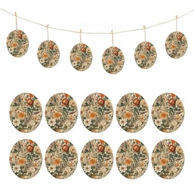 Easter Eggs Wooden Ornament Retro Pattern Printed Hanging Ornaments for Birthday Indoor Outdoor Decorations
