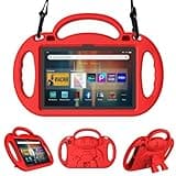 Sanyetral Shockproof Kids Tablet Case with Shoulder Strap, Handle and Bracket, Incompatible with Nokia TCL Remarkable -Red