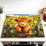 Needa One Stove Top Cover Decorative Mat Cute Cow Chef Kitchen Protective Burner Cover 28.35 x 20.47 Inch