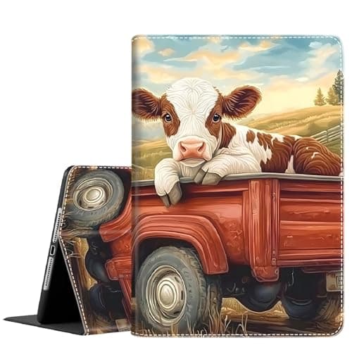 Case for New iPad Mini 6 Case (8.3-Inch,2021 Model), iPad Mini 6th Generation Case,Slim Fit Foldable Standing Cover Case with Auto Sleep/Wake for iPad Mini 6th, Cute Cow Pattern
