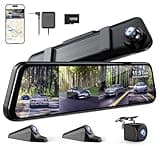 360 Degree View 4 Channel Mirror Dash Cam Detached Camera for Cars,Dash Cam Front and Rear Side(Left,Right),12'' Rear View Mirror Camera1080Px4,WiFi,Night Vision,GPS,Parking Monitor,Free 128GB Card