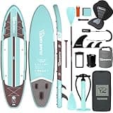 TIGERXBANG Inflatable Stand Up Paddle Board, 11'x34 x6, Ultra Wide SUP with Seat, Cup Holder, Dry Bag, Repair Kit, Waterproof Phone Case, Double-Head Paddle, for All Skill Levels (Aqua Green)