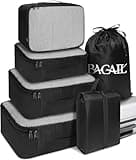 BAGAIL 6 Set Packing Cubes Luggage Packing Organizers for Travel Accessories-Black