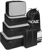BAGAIL 6 Set Packing Cubes Luggage Packing Organizers for Travel Accessories-Black