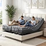Vipbear Premium Split King Adjustable Bed Frame with 12" Mattress, Zero Gravity, Wireless Remote & & Head-Foot Incline & Built-in USB Ports, Black