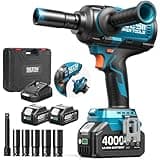 SEESII Upgraded Impact Wrench 1180 Ft-lbs (1600 Nยทm): 1/2" High-Torque Impact Gun with Detachable Side Handle, 21V Cordless Impact Driver 2x 4.0Ah Batteries for Car/Pickup Truck/Mower/Industrial Tasks