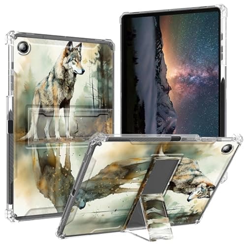 BPQOJB for Samsung Galaxy Tab A8 Case Clear with Kickstand and Pen Holder Transparent Protective Cover Clear Tablet Case for Samsung Galaxy Tab A8 10.5 inch 2022 - Forest Wolf