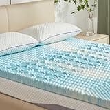 SINWEEK 2 Inch Mattress Topper 5-Zone Memory Foam Mattress Topper Pressure Relief Soft Mattress Pad, CertiPUR-US Certified, Twin Size Blue
