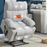 Eneigiq Oversized Dual Motor Power Lift Recliner Chair for Elderly, Infinite Position Sleep Recliner, Heavy Duty Stand Up Recliner, Lays Flat Up to 180°, Massage, Lumbar Heat, Dual Cup Holders
