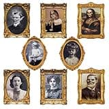 ECGER Halloween Decorations Indoor, Haunted Scary Decor - 3D Changing Face Pictures, Vintage Moving Wall Portraits Frame, For Horror Spooky Party Mansion Castle House Home Decoration(8 Pieces)