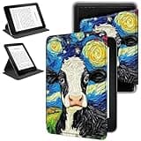 RWUTYTIUL Magnetic Detachable Case for Amazon 6" Kindle Paperwhite 10th Generation 2019 PQ94WIF, 360 Degree Rotating Protective Stand Cover with Removable Shell & Auto Wake/Sleep, Black and White Cow