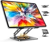 LOXP Adjustable Tablet Stand, 360 Rotating iPad Stand with Heavy-Duty Base, Tablet Holder Compatible with 4.7-16.9" Device, iPad Pro Air Mini, Kindle, Surface Tablet, Portable Monitors - Black