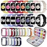 16 Pack Band Compatible with Apple Watch Bands 40mm 41mm 42mm 44mm 45mm 46mm for Women Men, Screen Protector Case Band&Organizer for iWatch Series 11 10 9 8 7 6 5 4 SE(Please select the correct size)