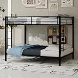 QVUUOU Full Over Full Bunk Bed with Sturdy Metal Frame, Black - Space-Saving Solution for Shared Rooms