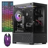 ZER-LON Gaming PC Desktop Computer, AMD Ryzen 3 4Cores up to 4.0GHz, 16G RAM, 512GB SSD, WiFi, Game Design Office Console,Sea View Room, Towers PCwith RGB Fan