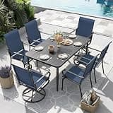 NUU GARDEN 7 Piece Patio Dining Set for 6 with Swivel Chairs