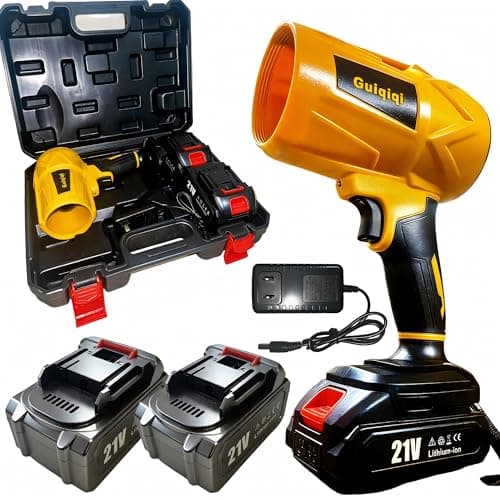 21V Cordless Blower for Car Drying, Fallen Leaves, Snow and Dust Cleaning (1 Battery+Box)