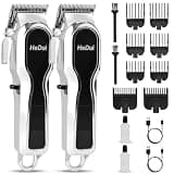 2 Pack Hair Clippers for Men Cordless Barber Clipper with LED Display 7000RPM Heavy Duty Motor Stainless Steel Blade Low Noise Hair Trimmer with Adjustable Fade Lever & 4 Guide Combs