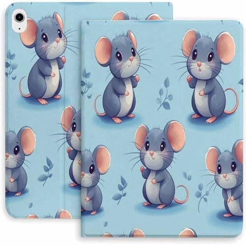 Askdfdf Cute Mice Pattern Case for iPad 9th/10th/11th Gen,Mini 5/4/3/2/1(7.9in) Mini 6 (8.3in) Mini 7(8.3in),Air 4/5/6/7,Pro 11in(2020/2021/2022/2024) Auto Wake/Sleep