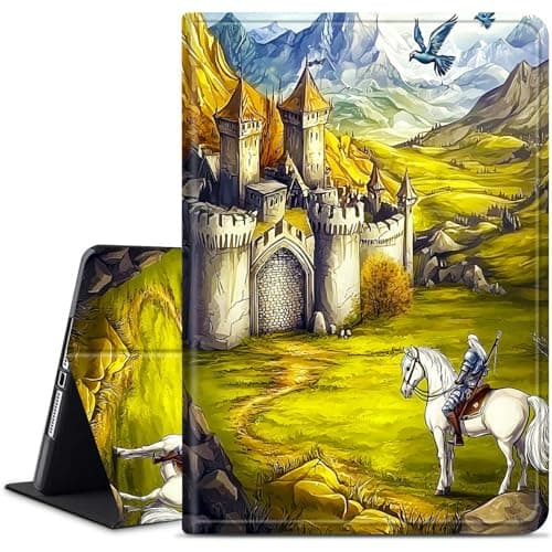 Dikoer for Samsung Galaxy Tab S5e 10.5 Inch 2019 (SM-T720/T725/T727) Tablet Case, Multiple Viewing Angles & Kickstand Back Case Drop Protection Smart Cover, White Horse Castle
