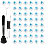 Qianyu 50 Pcs Blue Mechanical Keyboard Switches with Switch Puller and Brush 3-Pin Clicky Key Switches Dustproof DIY Replacement Kit for Gaming Keyboards Typists Gamers