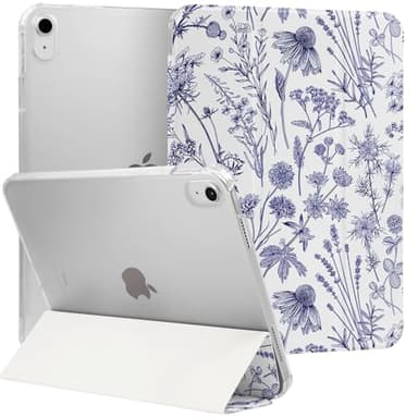 MrARTIST for iPad A16/10th Generation Case - Cute Women Girls Girly Kawaii Aesthetic Preppy Kawaii Chic Cool Design Cover for Apple Tablet for iPad A16/10 Gen 11 Inch 2025, Blue Line Flower