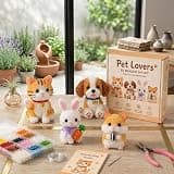 wiilioe Petite 3D Beaded Animal Craft Kit, Tiny 3D Beaded Animal DIY Kit, 4-Pack Petite Cute Beginner Bead Animal Making Kit for Adults & Teens - Stress Relief Handmade Decoration Gift (E Set)