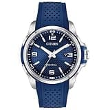 Citizen Men's Eco-Drive Weekender Watch in Stainless Steel with Blue Polyurethane Strap, Blue Dial (Model: AW1158-05L)