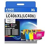 LC406 LC406XL Ink Cartridges for Brother Printer LC 406XL 406 XL for MFC-J4335DW MFC-J5855DW MFC-J6555DW MFC-J4535DW MFC-J6955DW MFC-J4345DW MFC-J5955DW - 4 Pack High Yields Black Cyan Magenta Yellow