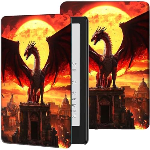 Case for 10.2" Kindle Scribe (2024/2022 Release) Slim Lightweight PU Leather Folio Adjustable Multi-Angle Smart Shell Cover with Auto Wake/Sleep for 10.2" Amazon Kindle Scribe E-Reader, P Dragons Moon