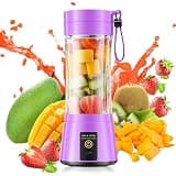 YFIXQNSU Portable Blender for Smoothies and Shakes - Mini Blender with 6 Stainless-Steel Blades for Powerful Mix, Juicer with 380Ml Travel Cup for Picnic/Gym/Office