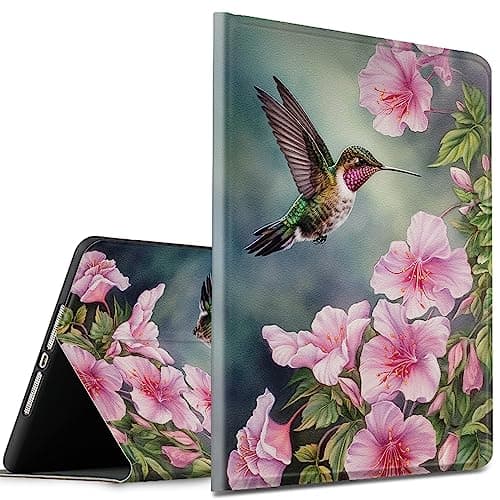 Case for iPad Pro 11 inch 4th/3rd/2nd Generation (2022/2021/2020) Slim PU Leather Multi-Angle Smart Folio Stand Cover with Auto Wake Sleep, Hummingbird Flower