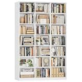 HOSTACK 86" H Triple Wide Bookshelf and Bookcase, 7 Tier Tall Bookshelf with Storage, Large Bookcase with 21 Open Display Storage Shelves, Wood Book Shelf Media CD DVD Storage for Living Room, White