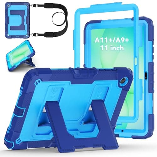 Case for Samsung Galaxy Tab A11+/A9+ Plus 11 Inch 2026/2024, Auorld for Galaxy Tab A11 Plus Case 2026 Full Body Rugged Shockproof Cases Cover with Kickstand Pencil Holder Shoulder Strap,Navy Blue