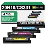 CS331 Toner Cartridge (with Chip) Replacement for Lexmark 20N10K0 20N10C0 20N10M0 20N10Y0 Toner Cartridge for CS331 CX331 CS431 CX431 CS331dw CS431dw CX331adwe CX431adw Printer (4-Pack, KCMY)