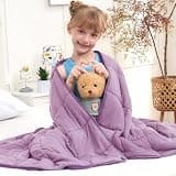 Purple Weighted Blanket 5lbs, 36"x48", Cooling Heavy Throw Blanket for 20-40lbs, Microfiber Soft Thick Big Blankets Weighted Comforter Breathable Gift