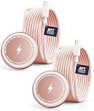 Magnetic Wireless Charger, 15W Fast Charging, 2-Pack with 6ft Braided USB-C Cables – Compatible with MagSafe for iPhone - Rose Gold