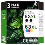63XL High Yield Ink Cartridges Combo Pack Compatible for HP 63XL 63 Replacement for HP Envy 4510 4511 4512 OfficeJet 3830 3831 3832 Deskjet 1110 1111 2130 Series Printers(2 Black/1 Tri-Color 3-Pack)