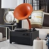 European Vintage Vinyl Record Player Turntable Record Player with Speakers Wireless Bluetooth Turntable Players with Stereo Speakers(E)