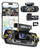 DELLFY 4 Channel Dash Cam, 4K Front Rear and Inside Dash Camera for Cars, 360° View, Free 128GB Card Included, 5GHz WiFi, GPS, APP Control, 24/7 Parking Mode, 8 IR Night Vision Lights, G-Sensor