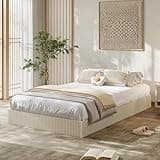 Garvee Twin XL Bed Frame, Wood Platform Bed with Fluted Design, Low Profile BedFrame, Minimalist Bed Base with Noise-Free, Easy Assembly, No Box Spring Needed, Cream