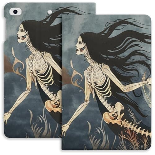BASIONION Long Hair Mermaid Fishbone Case for iPad iPad mini 5/4/3/2/1(7.9- Inch) iPad mini 6 (8.3-inch, 2021) with Pencil Holder, Protective Case with Soft TPU Back, Auto Sleep/Wake Cover